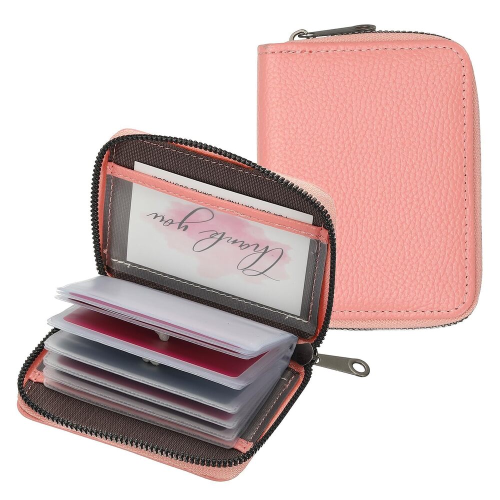 1325 Credit Card Holder Zipper Wallet, Leather Card ID Case Organizer